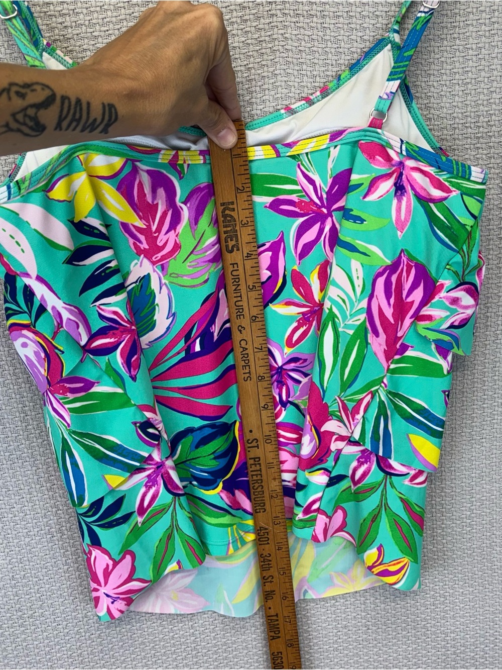 Stella Parker Floral Tankini Swim Top Quick-Drying Adjust Strap Med Bathing Suit - Picture 7 of 7